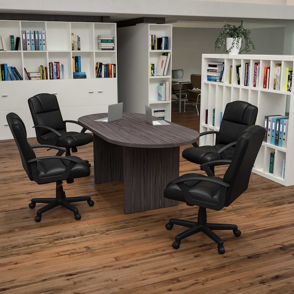 Flash Furniture Oval 35" W, 72" L, 29.5" H, Laminate Top, Grey BLN-6GCGRYX000-BK-GG - main